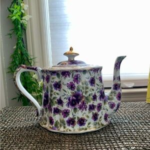 Vintage 80’s Purple Pansy Floral porcelain with Gold Accents by Allison LL